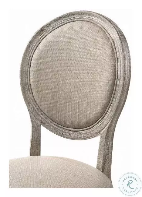 Faustine Tan Fabric and Salvaged Light Oak Side Chair Set of 2