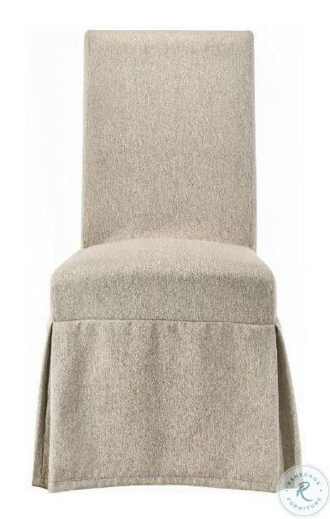 Faustine Tan Fabric and Salvaged Light Oak Skirted Side Chair Set of 2