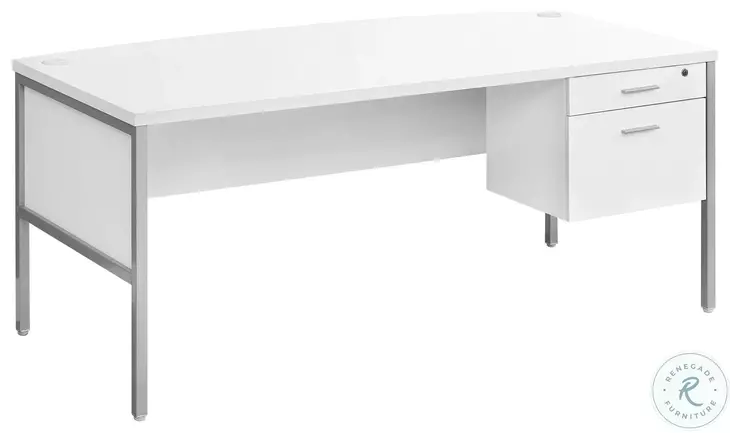 7725 White And Silver 72" Computer Desk