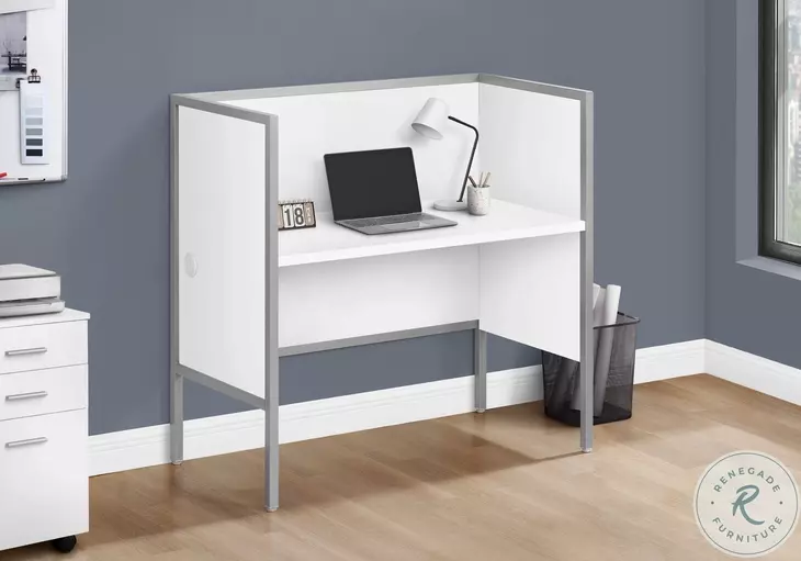 7729 White And Silver 48" Office Cubicle Desk