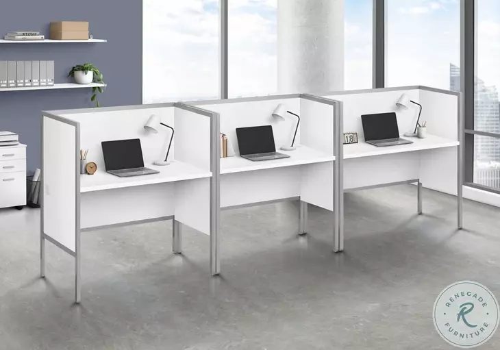 7729 White And Silver 48" Office Cubicle Desk