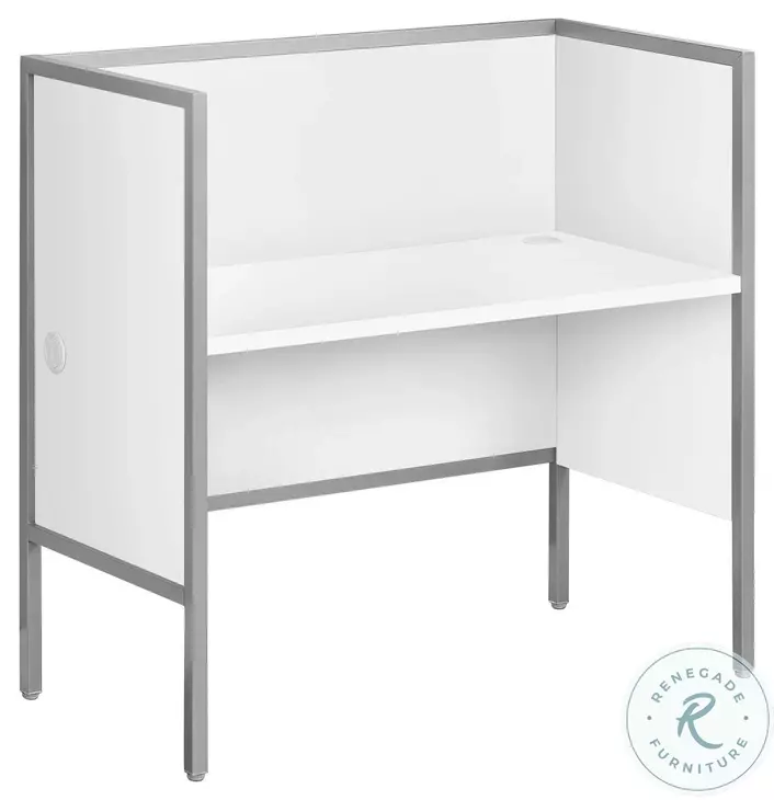 7729 White And Silver 48" Office Cubicle Desk