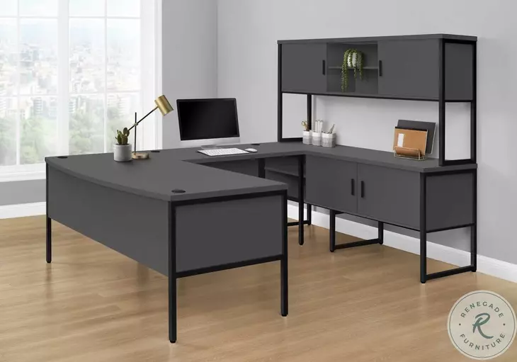 7731 Gray And Black 48" Computer Desk