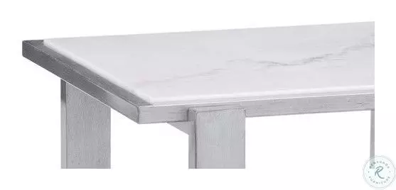 Hessie Silver And White Marble Top Rectangular End Table