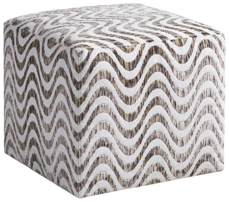 Jupiter Zanzibar Sandstone and White Upholstered Square Ottoman with Casters