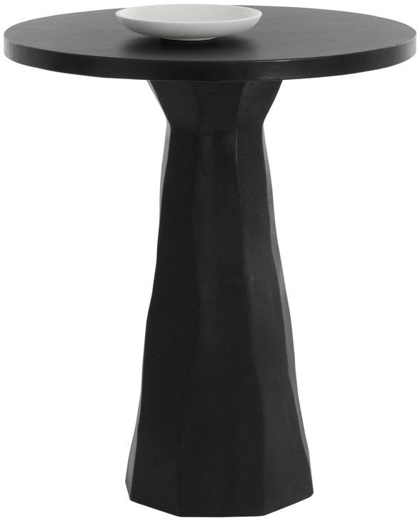 Kline Black 34" Round Concrete Top Outdoor Bar Table