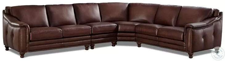 Bexley Caramel Top Grain Leather 4 Piece Sectional