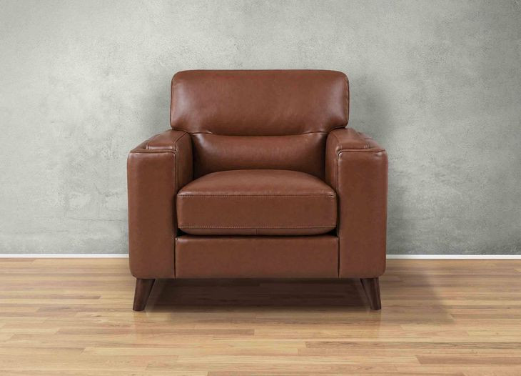 Elwyn Pecan Leather Upholstered Accent Chair