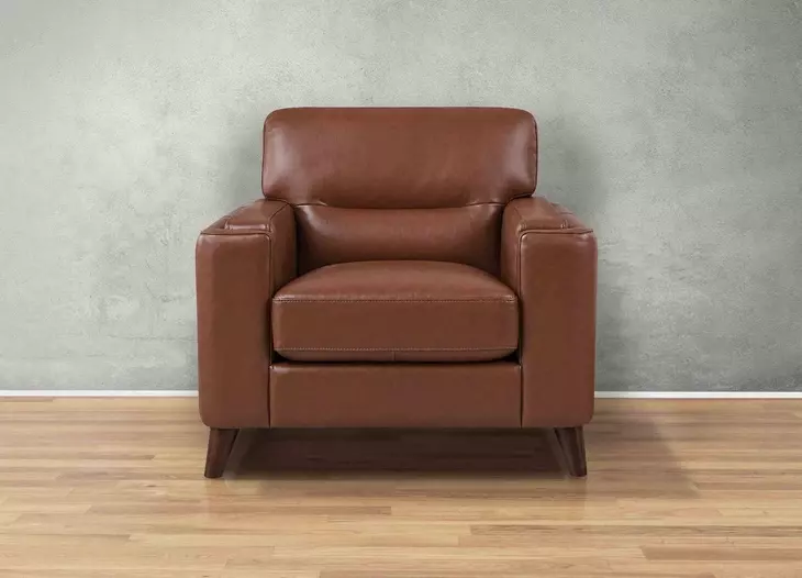 Elwyn Pecan Leather Upholstered Accent Chair