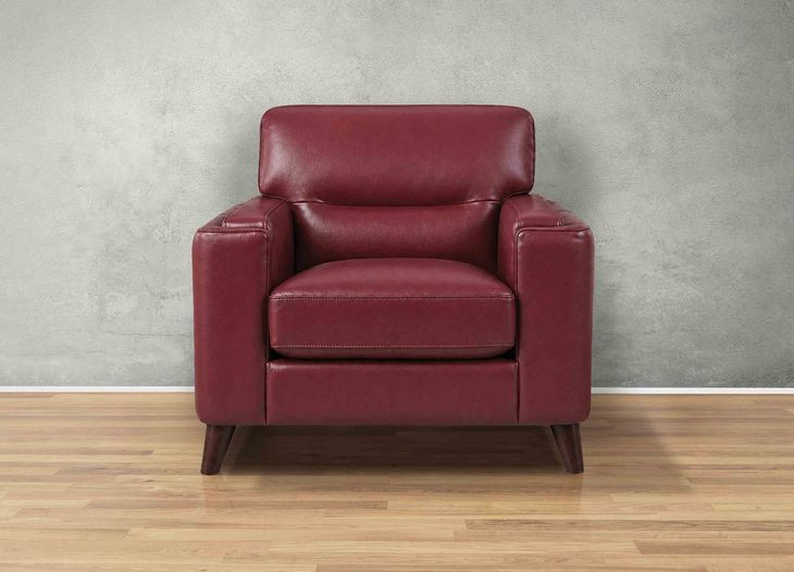 Elwyn Cranberry Leather Upholstered Accent Chair