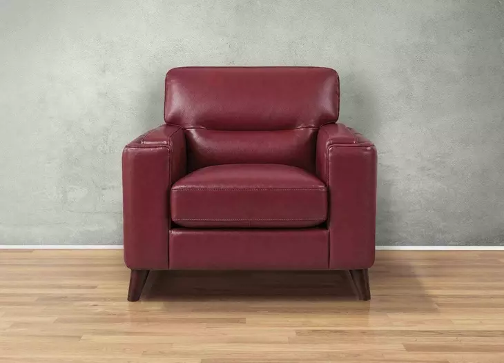 Elwyn Cranberry Leather Upholstered Accent Chair