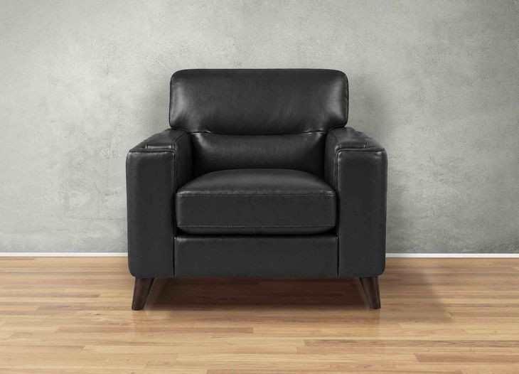 Elwyn Black Leather Upholstered Accent Chair