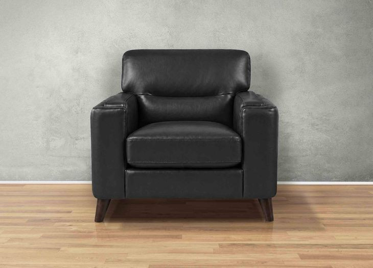 Elwyn Black Leather Upholstered Accent Chair