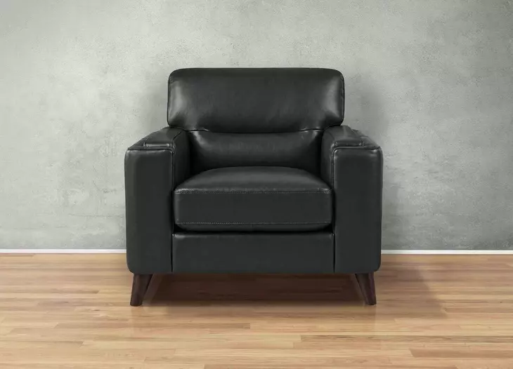 Elwyn Black Leather Upholstered Accent Chair