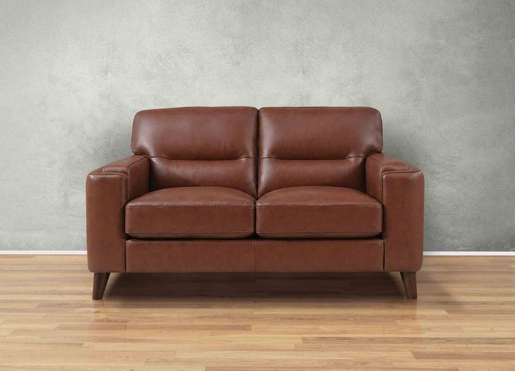 Elwyn Pecan Leather 64" Loveseat