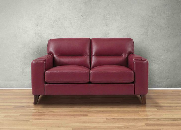 Elwyn Cranberry Leather 64" Loveseat