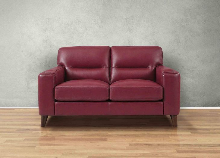 Elwyn Cranberry Leather 64" Loveseat