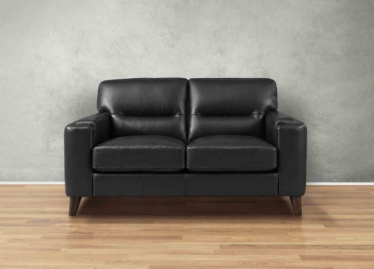 Elwyn Black Leather 64" Loveseat