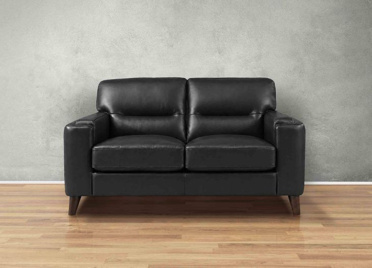 Elwyn Black Leather 64" Loveseat