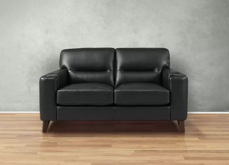 Elwyn Black Leather 64" Loveseat