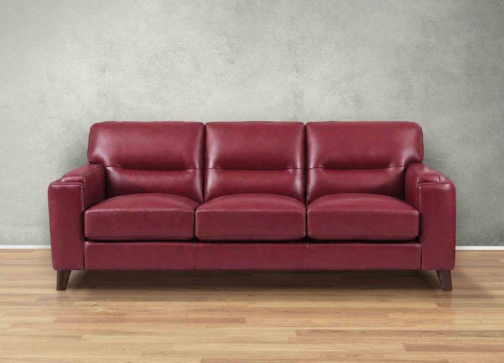 Elwyn Cranberry Leather Living Room Set