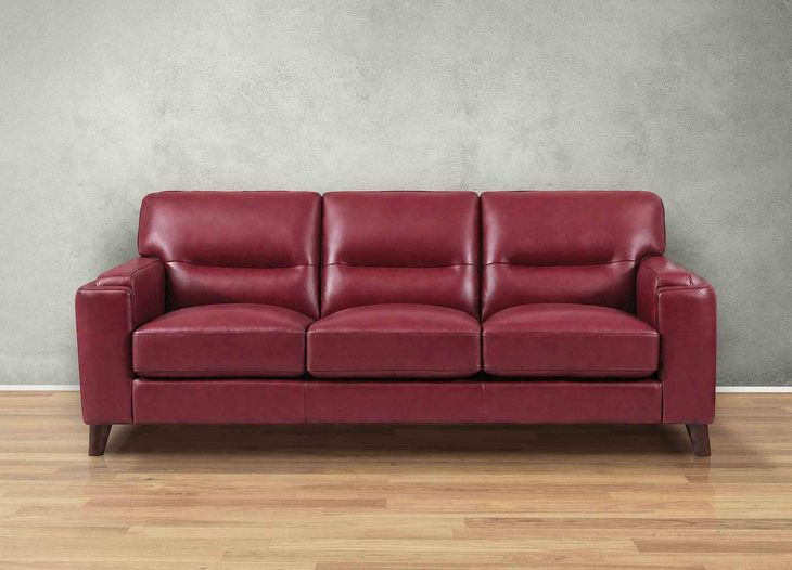 Elwyn Cranberry Leather 87" Sofa