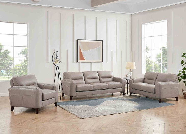 Elwyn Stone Leather Living Room Set