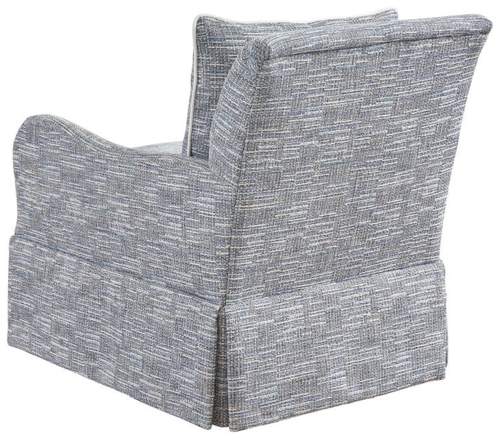 Palm Frond Rendezvous Blue Upholstered Swivel Chair with Pillow