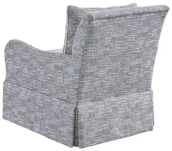 Palm Frond Rendezvous Blue Upholstered Swivel Chair with Pillow