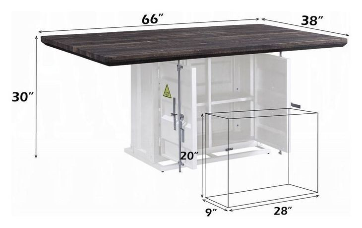 Cargo Antique Walnut and White 66" Rectangular Dining Table