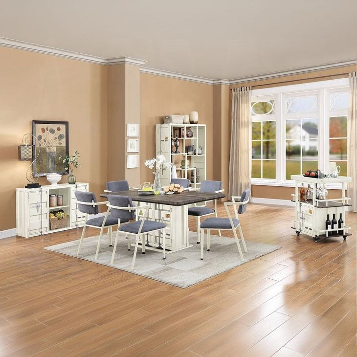 Cargo Antique Walnut and White Rectangular Dining Room Set