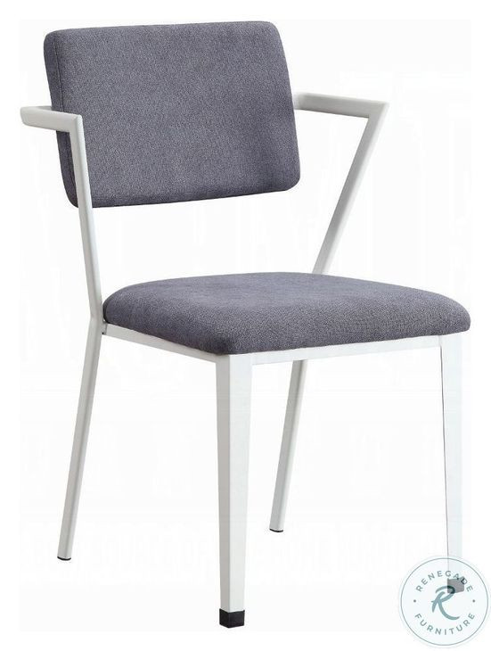 Cargo Gray Fabric and White Dining Chair Set of 2