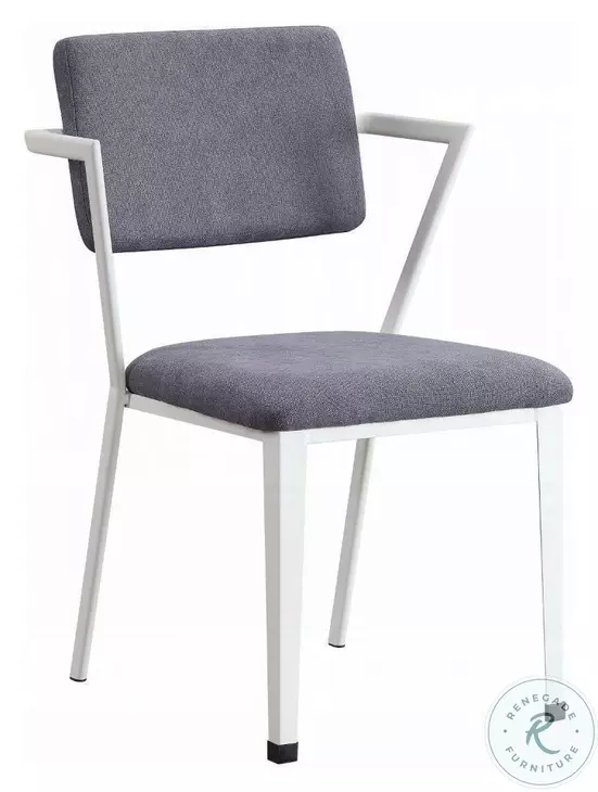 Cargo Gray Fabric and White Dining Chair Set of 2