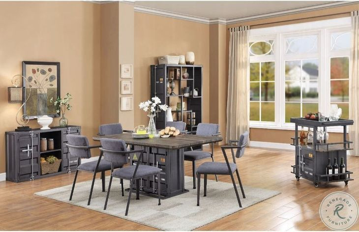 Cargo Gray Fabric and Gunmetal Dining Chair Set of 2