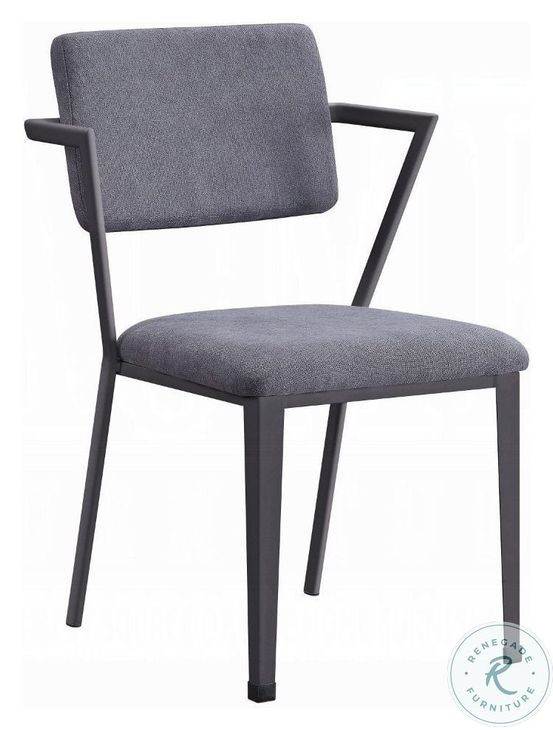 Cargo Gray Fabric and Gunmetal Dining Chair Set of 2