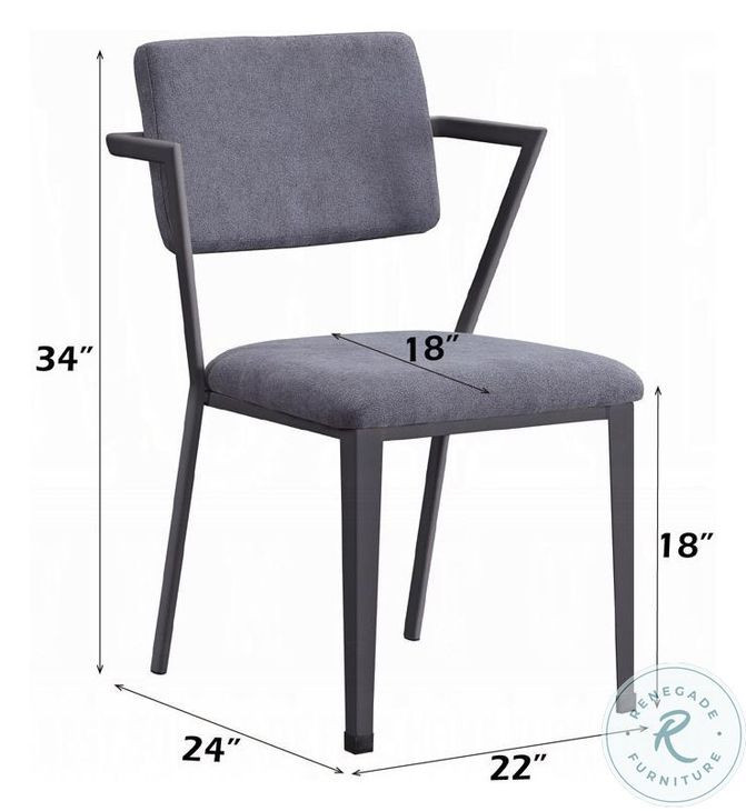 Cargo Gray Fabric and Gunmetal Dining Chair Set of 2