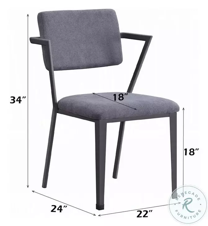 Cargo Gray Fabric and Gunmetal Dining Chair Set of 2