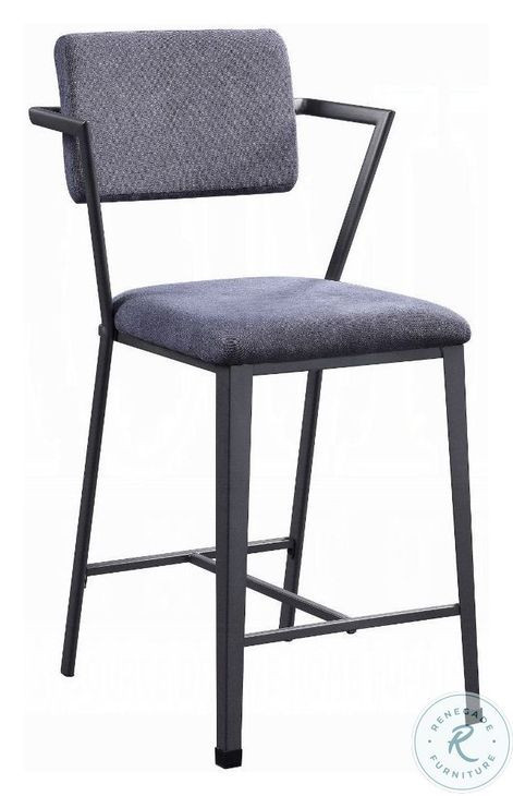 Cargo Fabric and Gunmetal Counter Height Chair Set of 2
