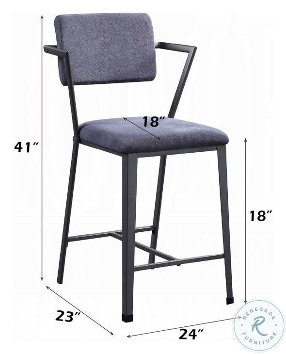 Cargo Fabric and Gunmetal Counter Height Chair Set of 2