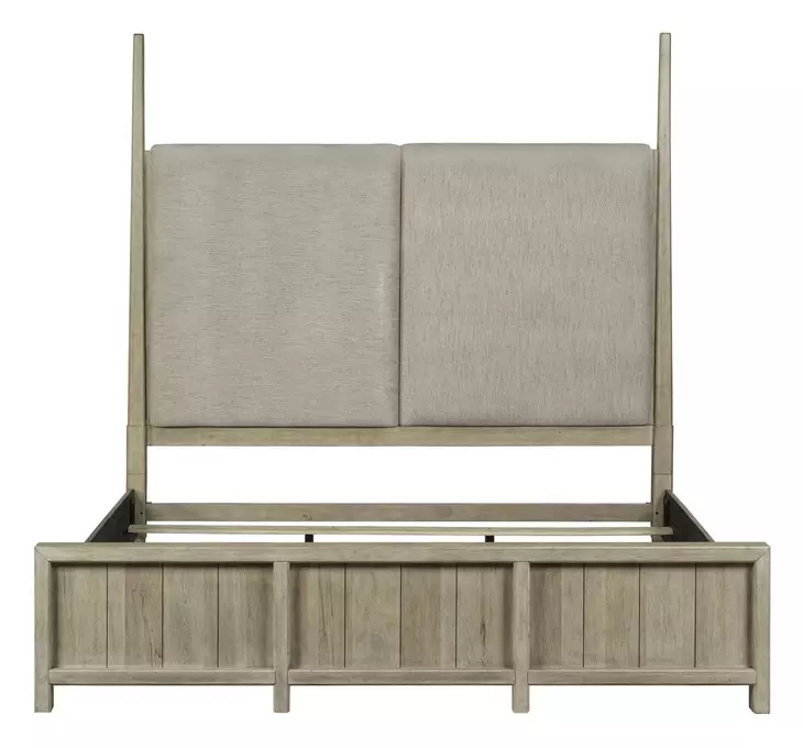 Proximity Place Barley Buff and Beige California King Upholstered Poster Bed