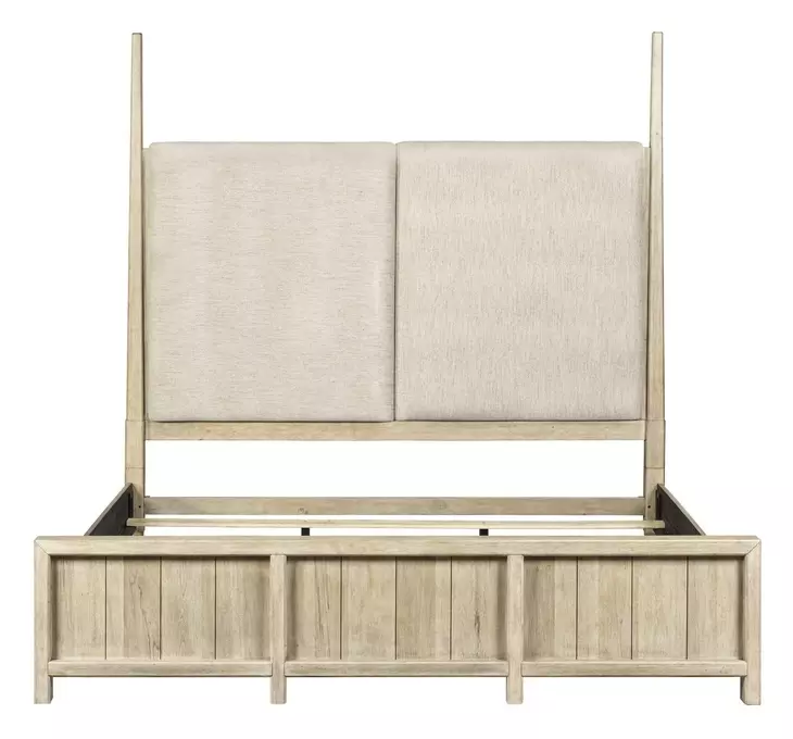 Proximity Place Barley Buff and Beige Queen Upholstered Poster Bed