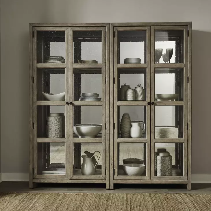 Proximity Place Barley Buff 2 Piece Bunching Display Cabinet Set with LED