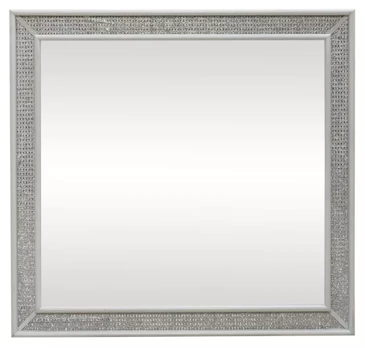 Reflections Pearl White and Rhinestone Lighted Rectangular Mirror