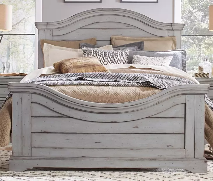 Stonebrook Light Distressed Antique Gray Queen Panel Bed
