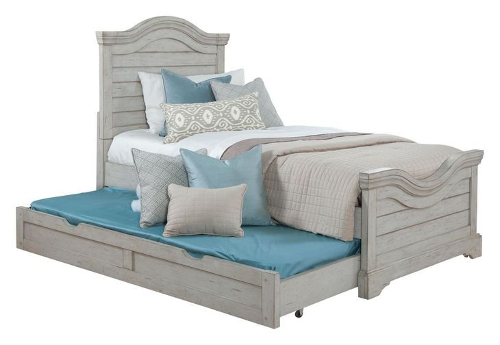 Stonebrook Light Distressed Antique Gray Twin Panel Bed with Trundle