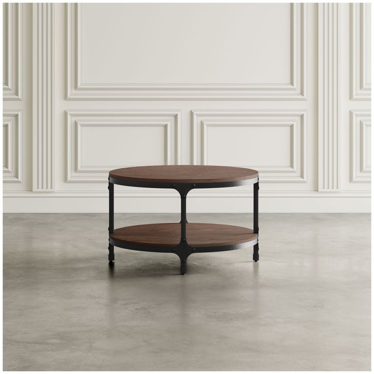 Urban Nature Distressed Dark Brown Round Cocktail Table