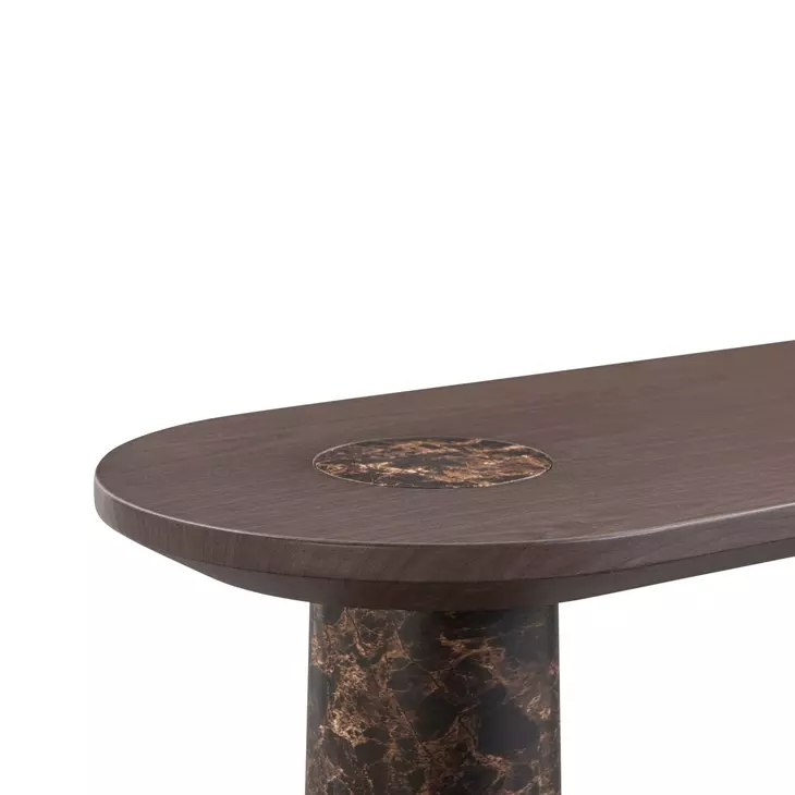 Braya Dark Brown Oval Concrete Top Console Table