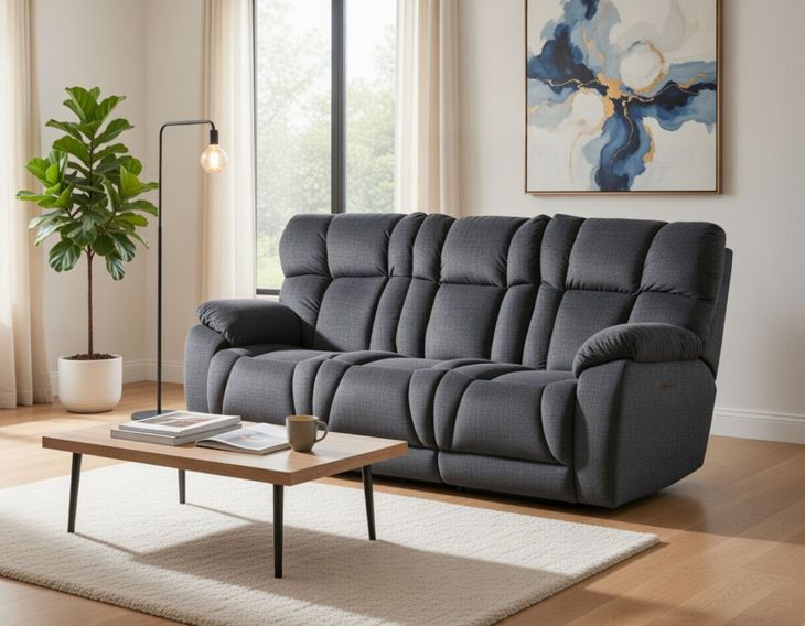 Wild Card Charcoal Power Reclining Sofa With Power Headrest