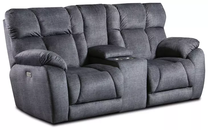 Wild Card Charcoal 82" Power Reclining Console Loveseat with Power Headrest and USB Charging