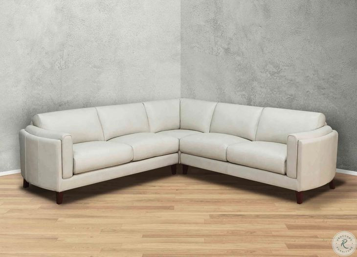 Kona White Leather 3 Piece Modular Sectional